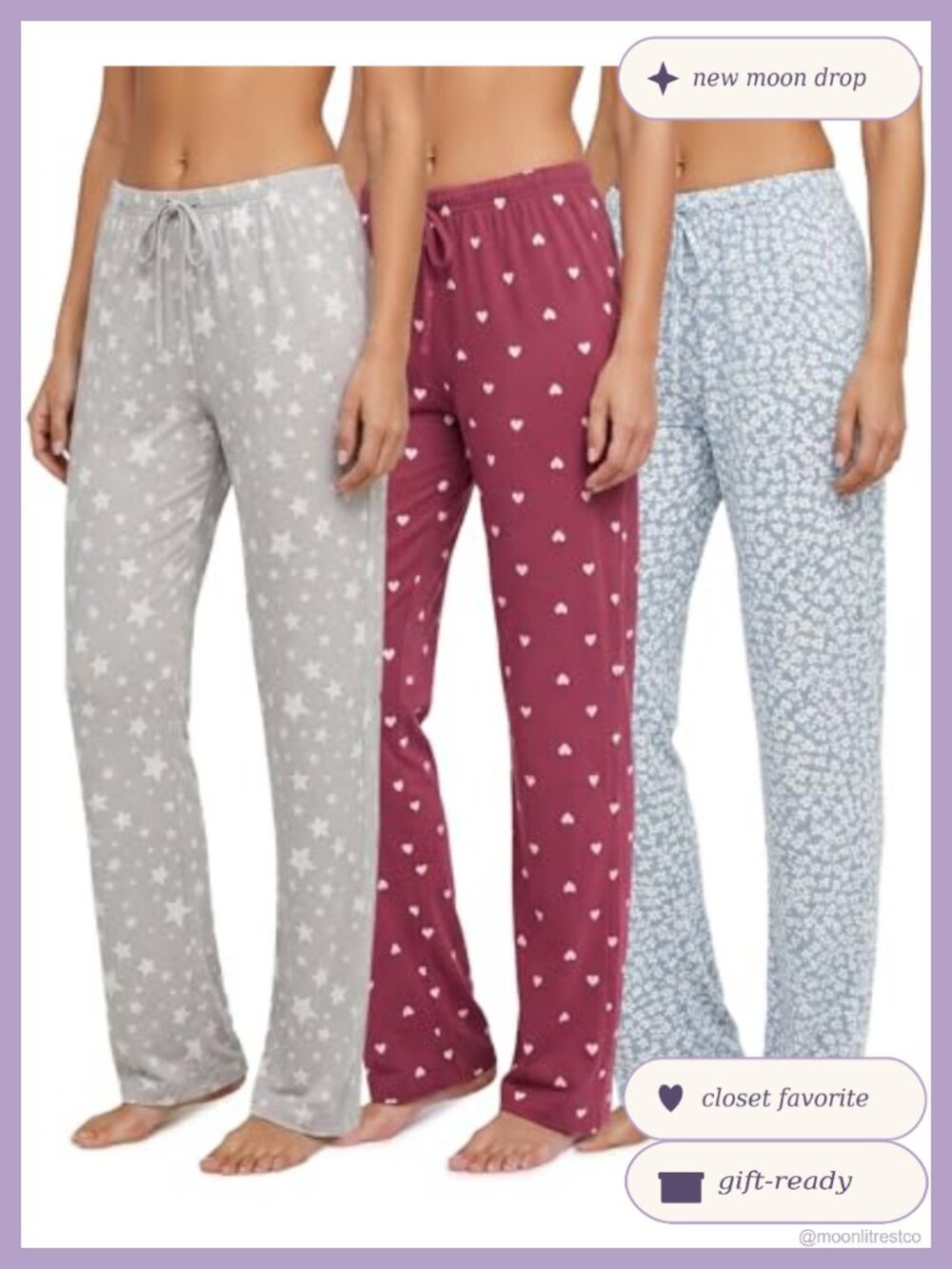 3 Pack Women's Pajama Pants Soft Knit Lounge PJ Bottoms Comfy Sleepwear